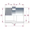 PVC - U Übergang Muffe x AG 32-25mm x 3/4" PN10 Produktbild-Vorschau 2