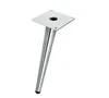 A single chrome furniture leg with a square mounting plate is shown against a white background. Voir les images du produit