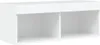 A white TV stand with two open compartments and two drawers on top. Produktbild-Vorschau