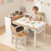 COSTWAY Kindertafel met 2 stoelen, 4 vakken, 6 opbergmanden Productafbeelding-voorbeeld 9
