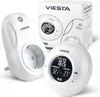 A white electric infrared wall heater panel and thermostat are displayed with their packaging. Anteprima dell’immagine prodotto