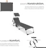 A marketing image showcasing a foldable sun lounger with its features highlighted. Náhled obrázku produktu