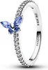 Pandora Ring Glitzernder Schmetterling Blau Silber Produktbild-Vorschau 1