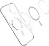 A transparent phone case with magnetic rings for wireless charging, shown in an exploded view. Podgląd zdjęcia produktu