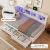 Kiefernholz-Schlafsofa mit Schubladen, dimmbarer LED, USB & Produktbild-Vorschau 3