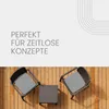 A top-down view of two outdoor chairs and a small table on a wooden deck, with marketing text in the upper left corner. Produktbild-Vorschau