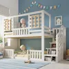 Flieks Etagenbett 90x200cm mit Treppe, Kinderbett Hausbett Produktbild-Vorschau 1