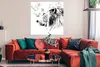 MuchoWow® Poster Löwe - Schwarz - Weiß - Linie 100x100 cm - Produktbild-Vorschau 2