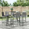 A bar set with chairs is arranged on a patio in front of a wooden fence. Produktbild-Vorschau
