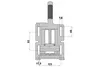 A technical drawing of a vise with dimensions. Produktbild-Vorschau