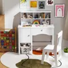 COSTWAY Kinderschreibtisch und Stuhl Set, Kinder Holz Produktbild-Vorschau 3