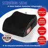 A product image of a car seat booster with marketing text and feature callouts. Produktbild-Vorschau