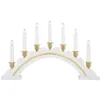 A white arch-shaped candle holder with seven electric candles and gold trim, set against a white background. Anteprima dell’immagine prodotto