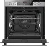 An open oven with racks and a baking tray inside. Produktbild-Vorschau