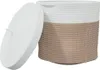 vidaXL Aufbewahrungskorb mit Deckel Braun & Weiß Ø40x35 cm Produktbild-Vorschau 1