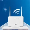 A white 4G/5G WiFi router with two antennas is shown against a blue sky background with clouds and a graphic of WiFi signal strength. The router is placed on a white surface that appears to be solar panels. Náhled obrázku produktu