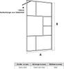 A diagram showing the dimensions of a shower enclosure, with a table of sizes below. Podgląd zdjęcia produktu