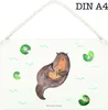Mr. & Mrs. Panda holzbild Otter Seerose DIN A4 - Weiß - Produktbild-Vorschau 1