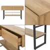 A collage of images showing different views and details of a console table. Voir les images du produit