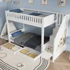 Flieks stapelbed 90x200 cm met 2 lades, kinderbed met trap Productafbeelding-voorbeeld 2
