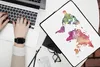 MuchoWow® Laptop Hülle 13 Zoll Weltkarte - Aquarell - Produktbild-Vorschau 2