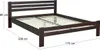 A dark brown wooden double bed frame with a slatted base, shown from a side angle with dimensions indicated by measurement lines and text. Náhľad obrázku produktu