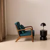 Poltrona scandinava in velluto e legno di hevea tinto noce Anteprima dell’immagine prodotto 4