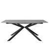 A rectangular dining table with a gray tabletop and black X-shaped legs, presented on a white background. Anteprima dell’immagine prodotto