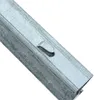 A close-up, angled view of a galvanized metal fence post with a pre-punched slot. Produktbild-Vorschau