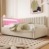 Gestoffeerd bed 90x200 cm, slaapbank met LED-verlichting, Productafbeelding-voorbeeld 2