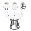 A round dining table with a marble-like top and a black metal base, with callouts highlighting its features. Náhľad obrázku produktu