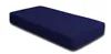 A navy blue fitted sheet is shown from a slight angle on a white background. Produktbild-Vorschau