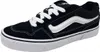 A studio shot of a black and white Vans sneaker. Voir les images du produit