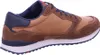 A side view of a single brown and blue sneaker against a white background. Produktbild-Vorschau