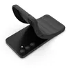 A black smartphone with a black protective case being fitted onto it, shown on a white background. Produktbild-Vorschau