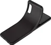 A black silicone phone case is shown on a white background, with the case partially covering a phone. Produktbild-Vorschau