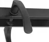 A close-up view of a black door handle with a bisquit shape. Produktbild-Vorschau