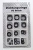 A blister pack of assorted rubber O-rings on a textured gray background. Produktbild-Vorschau