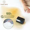 A hand is shown touching a white sheet, with a spill of liquid on the sheet and a black cylinder nearby. Text and a logo are overlaid on the image. Produktbild-Vorschau