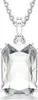 A close-up studio shot of a silver necklace with a large, clear octagonal-cut pendant. Produktbild-Vorschau