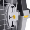Close-up of a gray and yellow lock mechanism on a wire cage. Podgląd zdjęcia produktu
