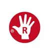 A red circle with a white handprint and the letter R in the center. Anteprima dell’immagine prodotto