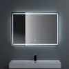 A modern bathroom vanity with a sink and a lit mirror above it. Anteprima dell’immagine prodotto