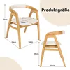 Two views of a wooden chair with dimensions indicated by text and lines. Produktbild-Vorschau