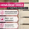 Marketing image highlighting the features of Hemlock wood for saunas. Produktbild-Vorschau
