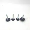 Four adjustable feet with metal screws and black rubber bases are arranged in a row on a white background. Voir les images du produit
