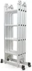 A folded aluminum multi-purpose ladder is shown standing upright on a white background. Podgląd zdjęcia produktu