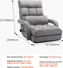 A gray floor chair with dimensions and specifications displayed. Voir les images du produit