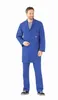 A man wearing a blue work coat and pants, standing against a white background. Produktbild-Vorschau