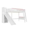 A white and pink loft bed with a slide and ladder, set against a white background. Anteprima dell’immagine prodotto